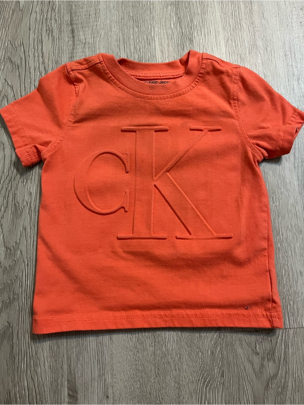 Calvin Klein Jeans Salmon Orange Raised CK Logo Tee